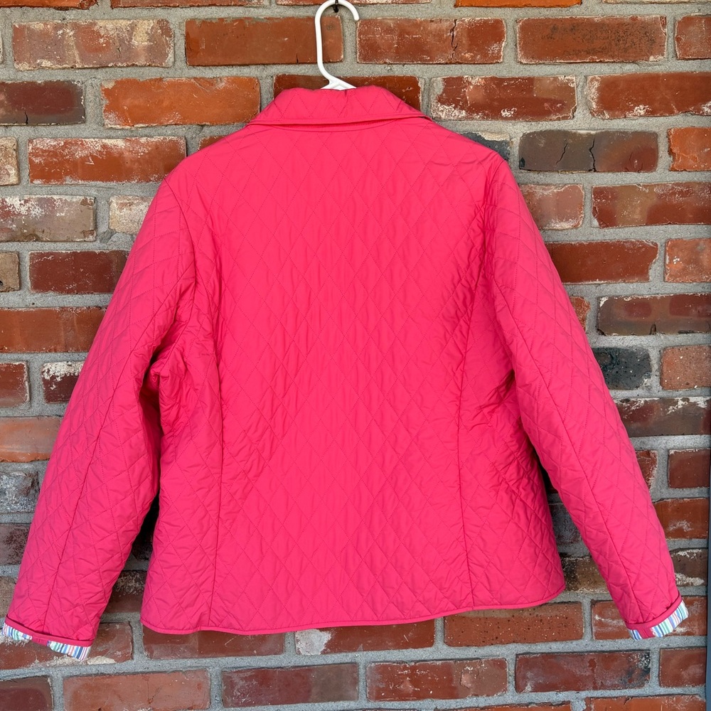 Lands End Pink Quilted Jacket Thermolite Sz Large Preowned - Picture 5 of 5